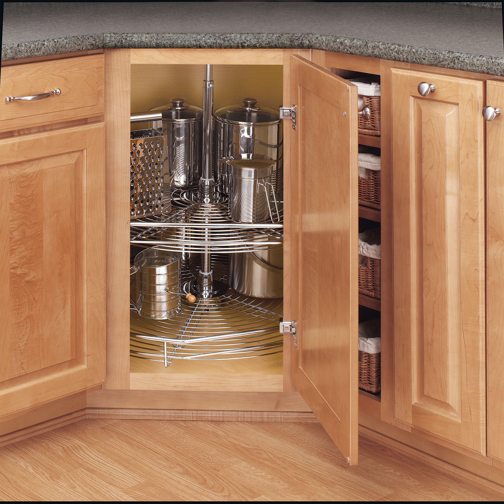 Rev-A-Shelf 32" Lazy Susan D-Shaped for Corner Cabinet Two-Tier, Steel, 527-32 - VMInnovations