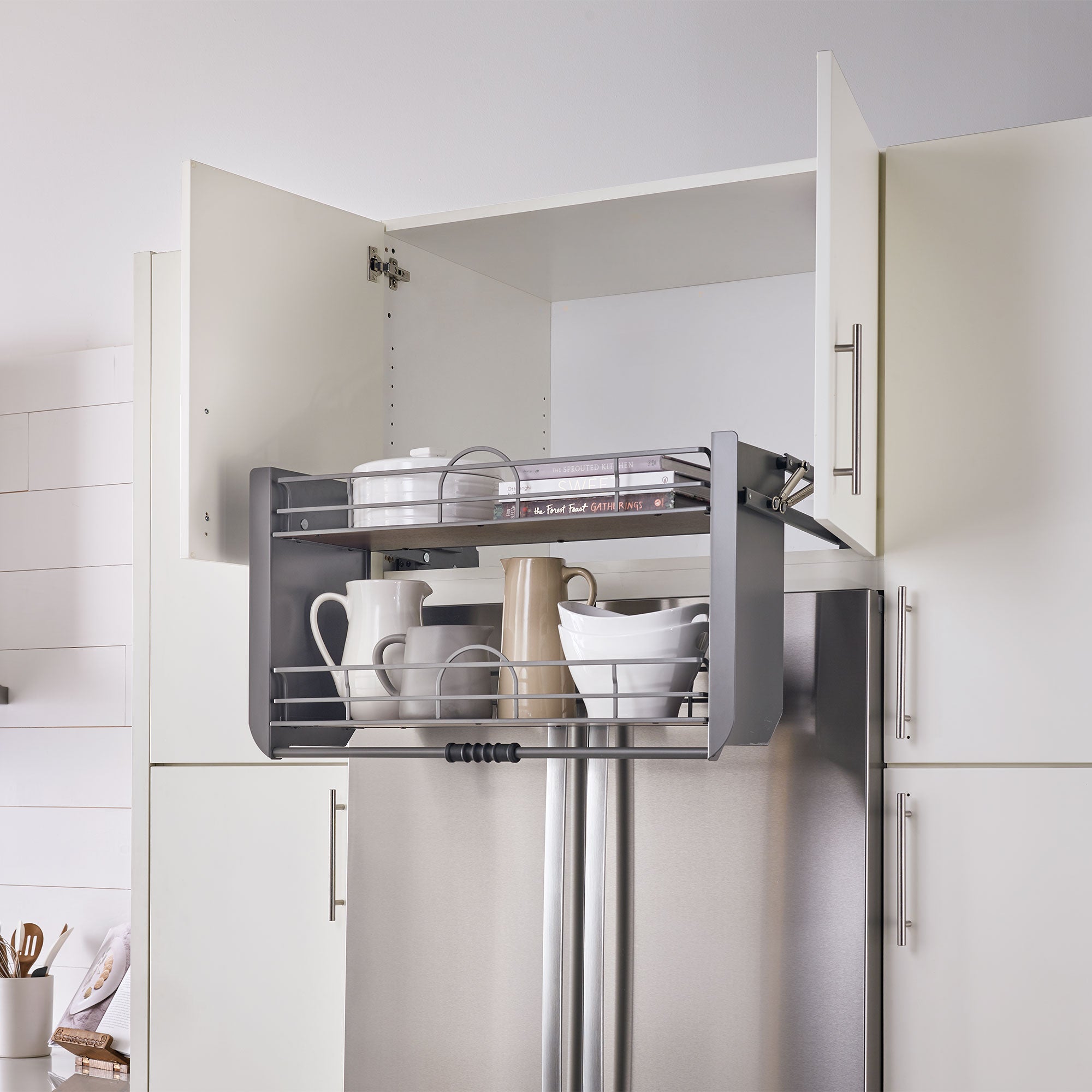 Rev-A-Shelf 24" Kitchen Pulldown Wall Cabinet Shelf System, Gray, 5PD-24FOG - VMInnovations