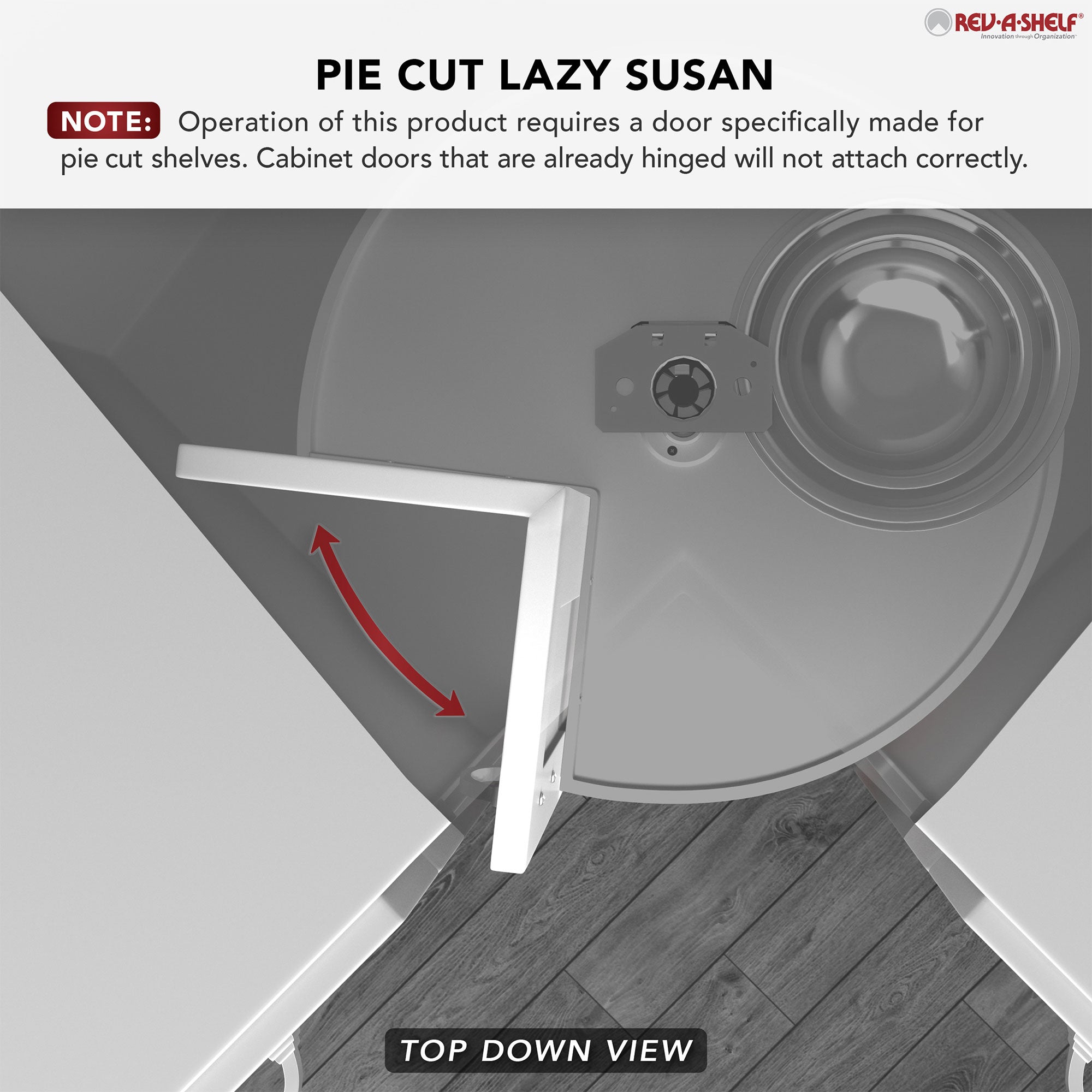 Rev-A-Shelf 18'' Lazy Susan Pie-Cut Polymer Two-Shelf, White, LD-2942-18-11-1