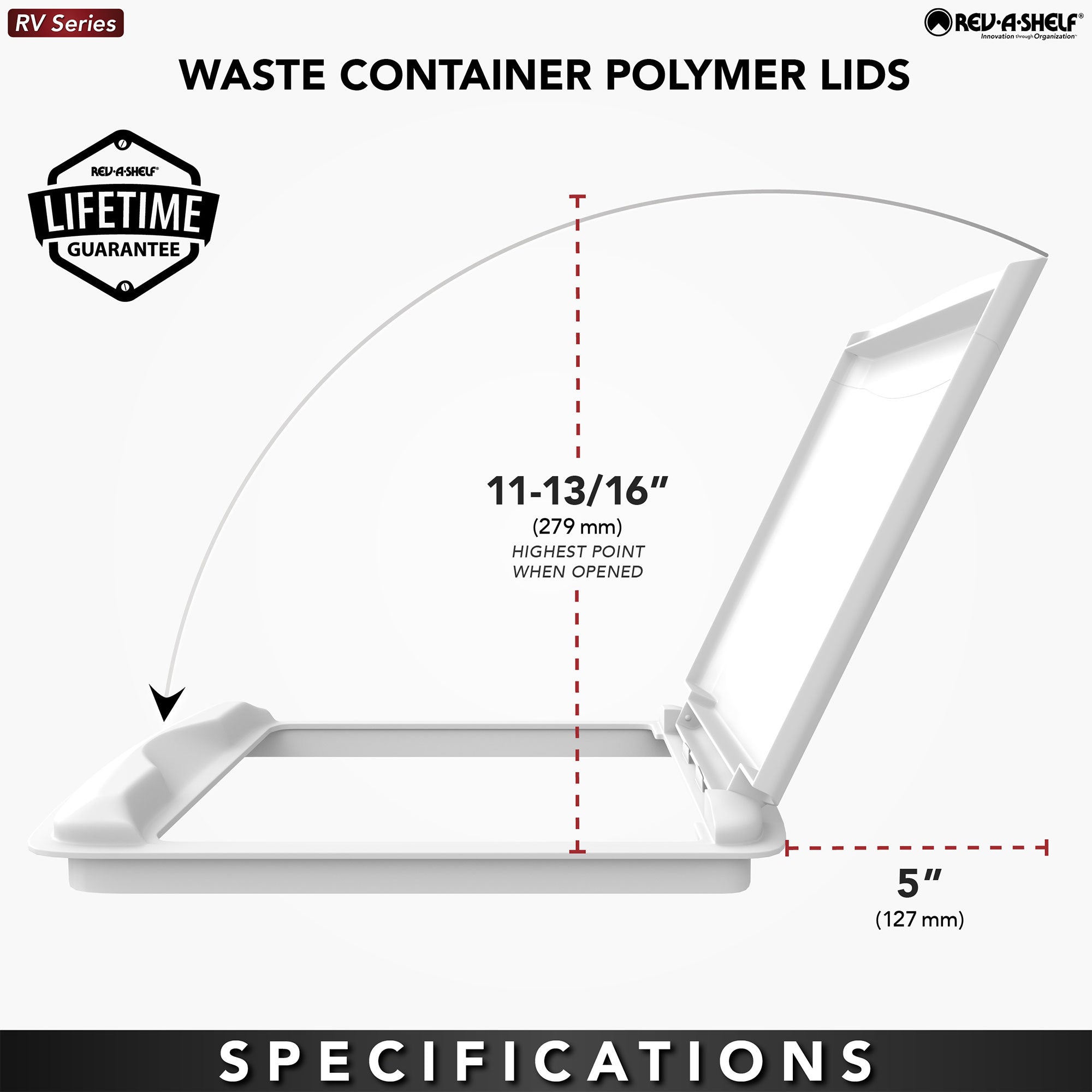 Rev-A-Shelf 50 qt. Trash Can Replacement Lid, Black (Lid Only), RV-50-LID-18-1