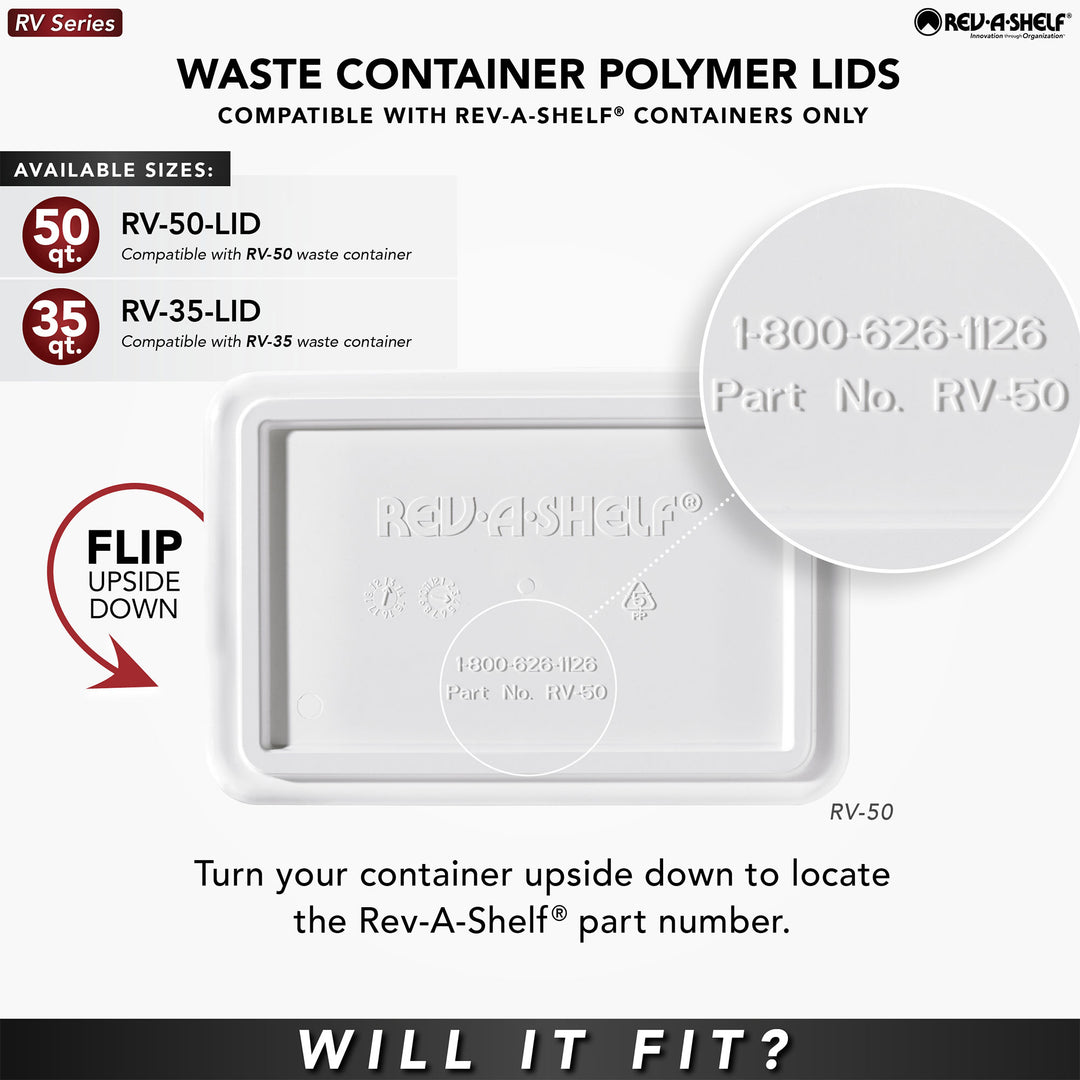 Rev-A-Shelf 50 qt. Trash Can Replacement Lid, Black (Lid Only), RV-50-LID-18-1-40