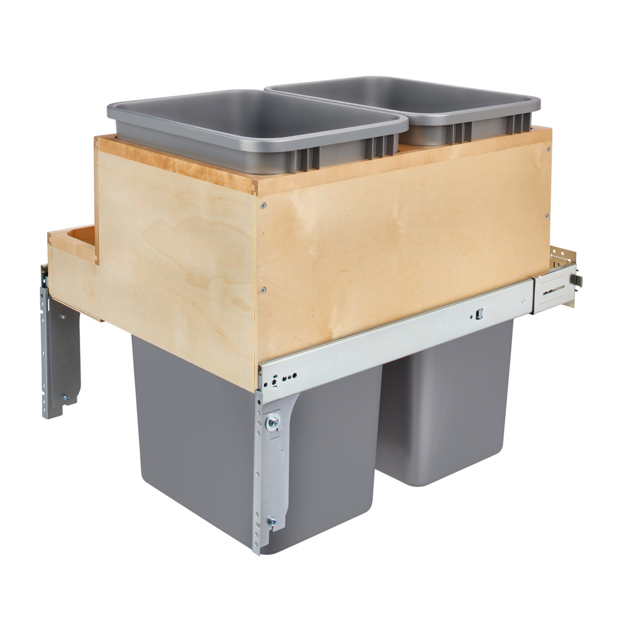 Rev-A-Shelf Double Pullout Top Mount Bin w/ Soft-close, 50 qt., 4WCTM-2450BBSCDM-2 - VMInnovations
