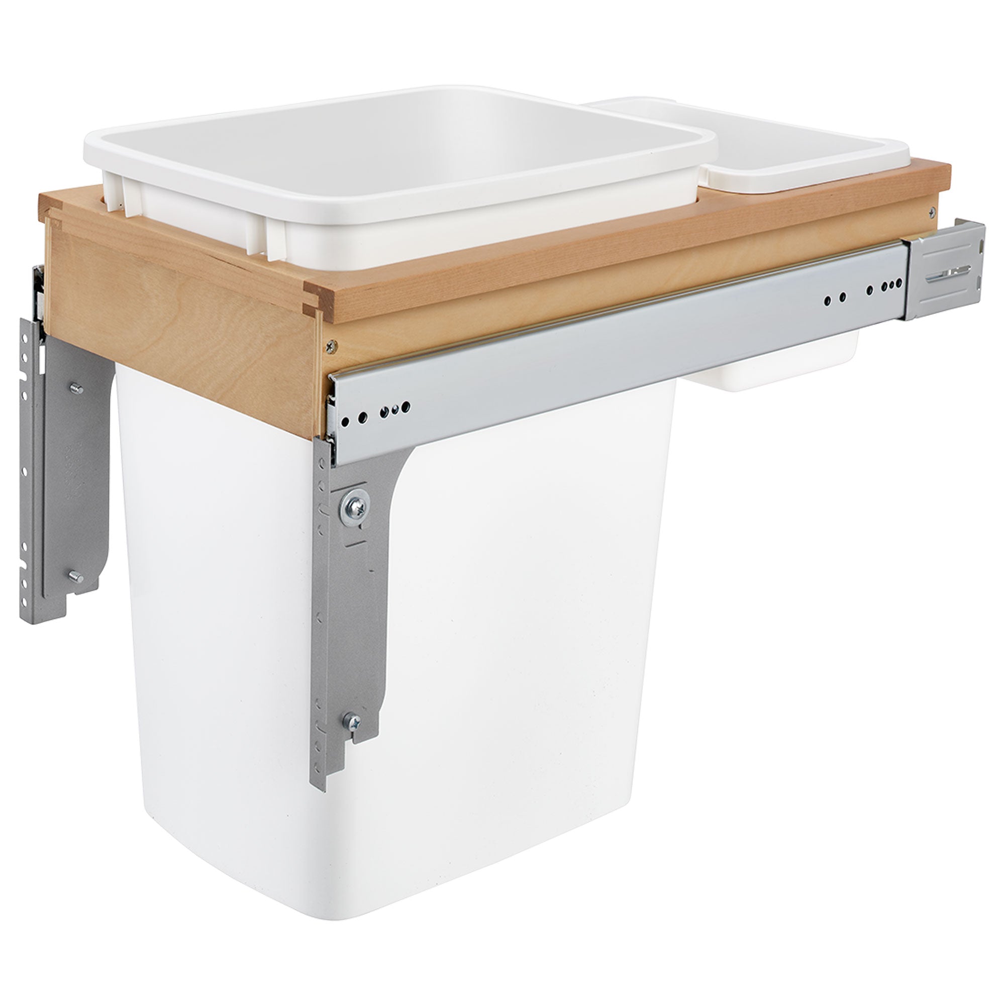Rev-A-Shelf Single Pullout Top Mount Trash Can 35 qt., White, 4WCTM-12DM1-162