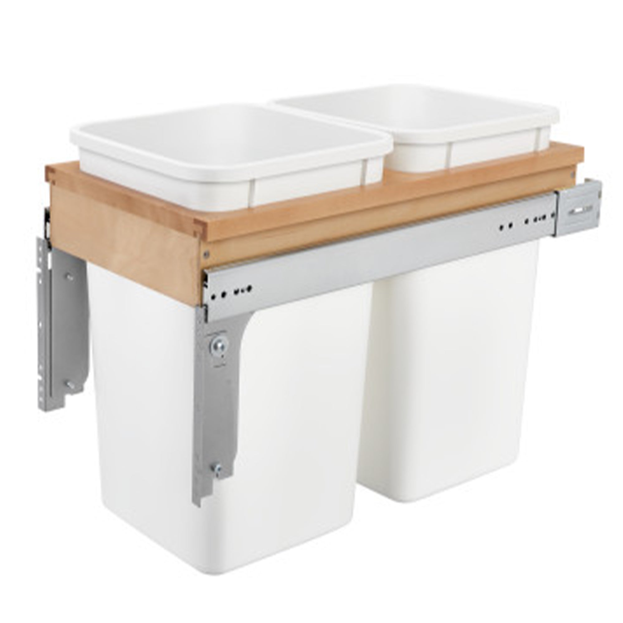 Rev-A-Shelf Double Pullout Top Mount Trash Cans 27 qt., White, 4WCTM-15DM2-162 - VMInnovations