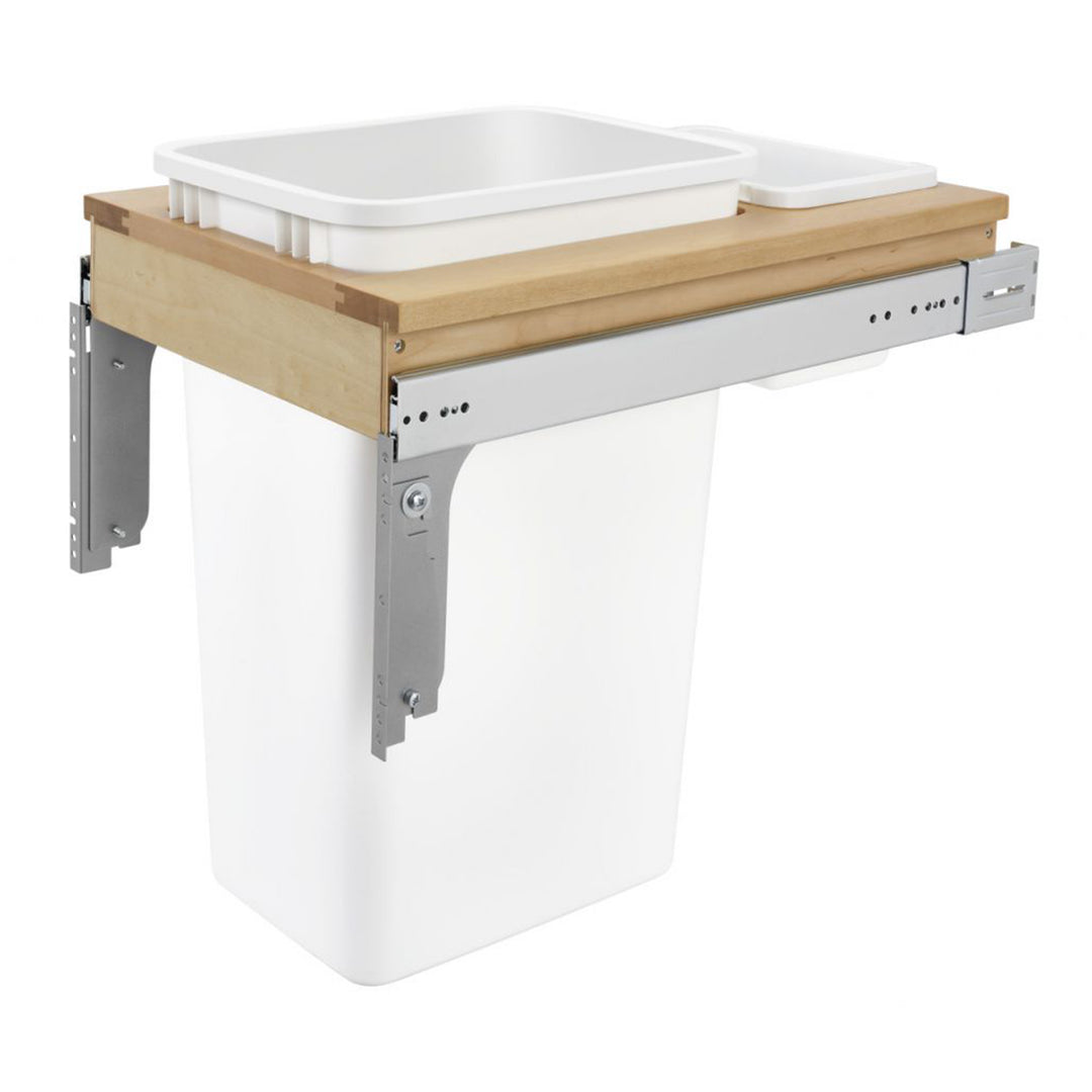 Rev-A-Shelf Pullout Trash Can, Full-Height Cabinet, 50 qt., White,4WCTM-1850DM-1
