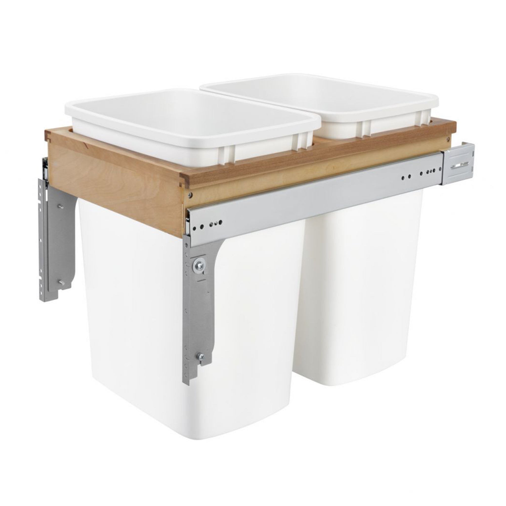 Rev-A-Shelf Top Mount Double Pullout Under Cabinet 35 Quart / 8.75 Gallon Kitchen Trash Cans with 150 lb Full-Extension Slides, 4WCTM-18DM2-162