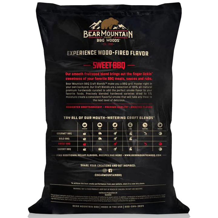 Bear Mountain BBQ Hardwood Sweet Craft Blends Grill Smoker Pellets, 20 Pounds - VMInnovations