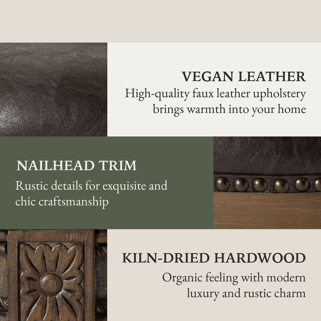 Maven Lane Counter Stool in Walnut Finish w/ Saddle Vegan Leather (For Parts) - VMInnovations