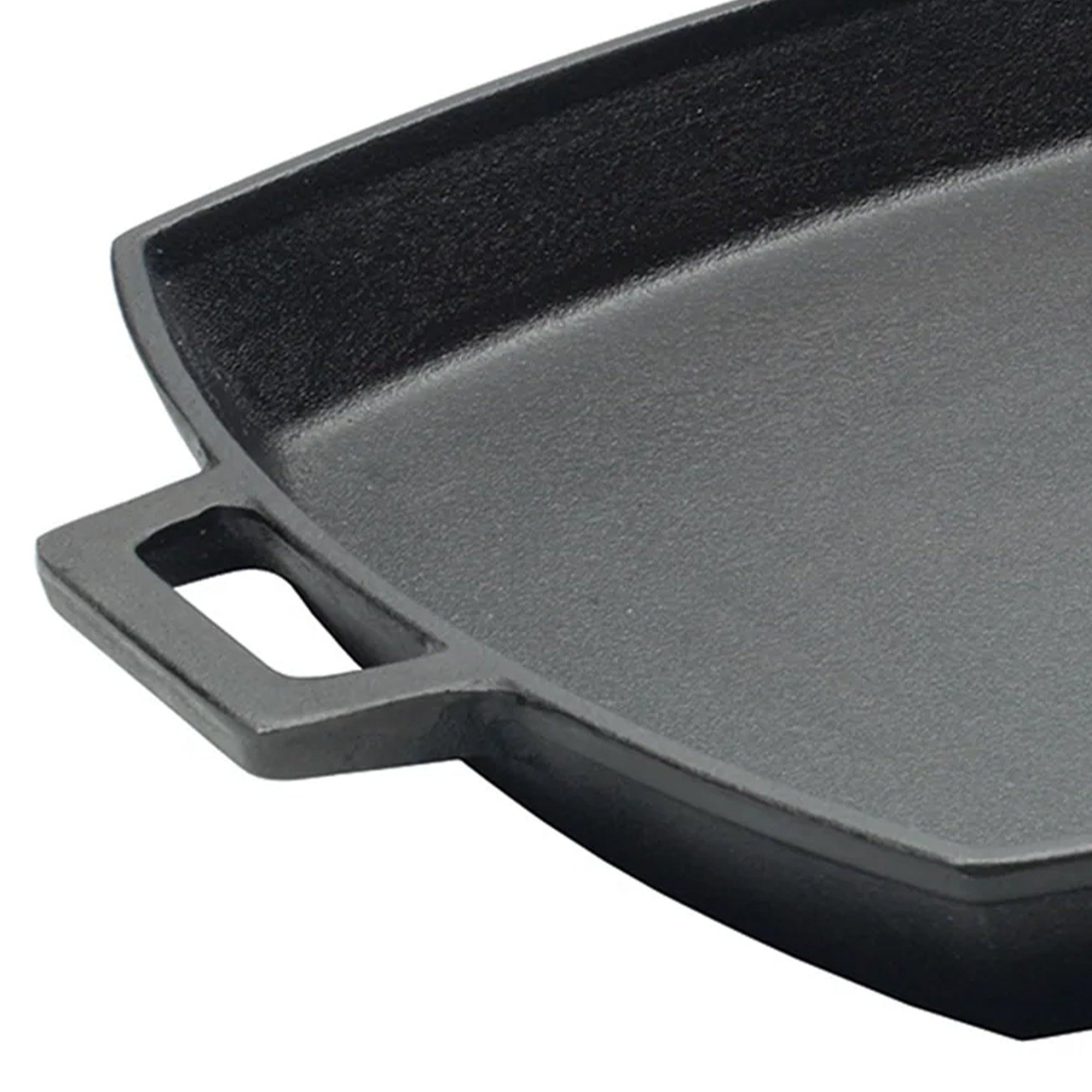 Bayou Classic 12 x 14 Inch Cast Iron Shallow Pan with Wide Loop Handles, Black - VMInnovations