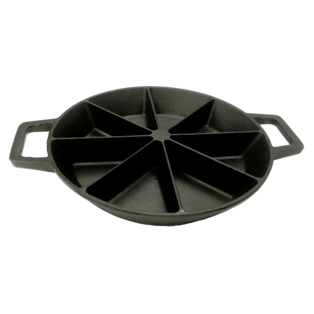 Bayou Classic 10" Round Cast Iron Wedge Cornbread Skillet Pan with Loop Handles - VMInnovations