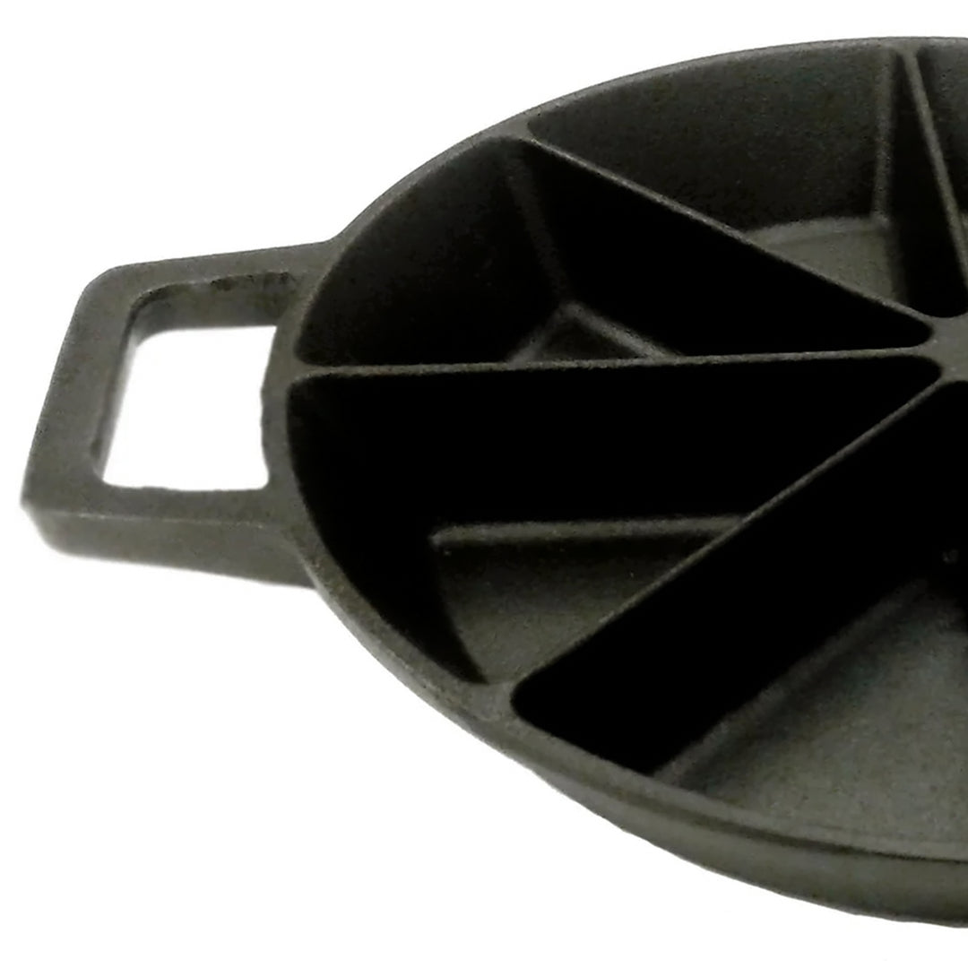 Bayou Classic 10" Round Cast Iron Wedge Cornbread Skillet Pan with Loop Handles - VMInnovations