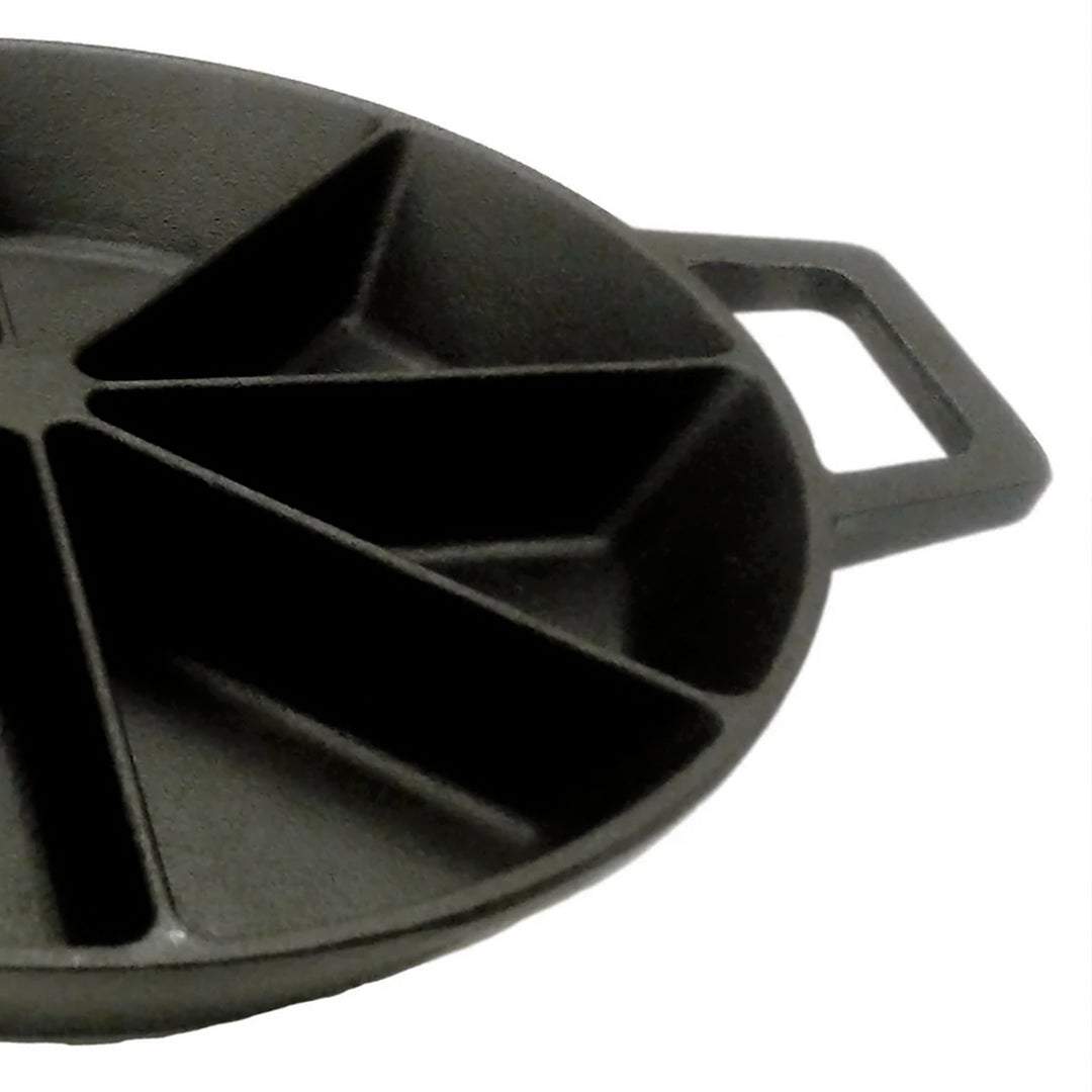 Bayou Classic 10" Round Cast Iron Wedge Cornbread Skillet Pan with Loop Handles - VMInnovations