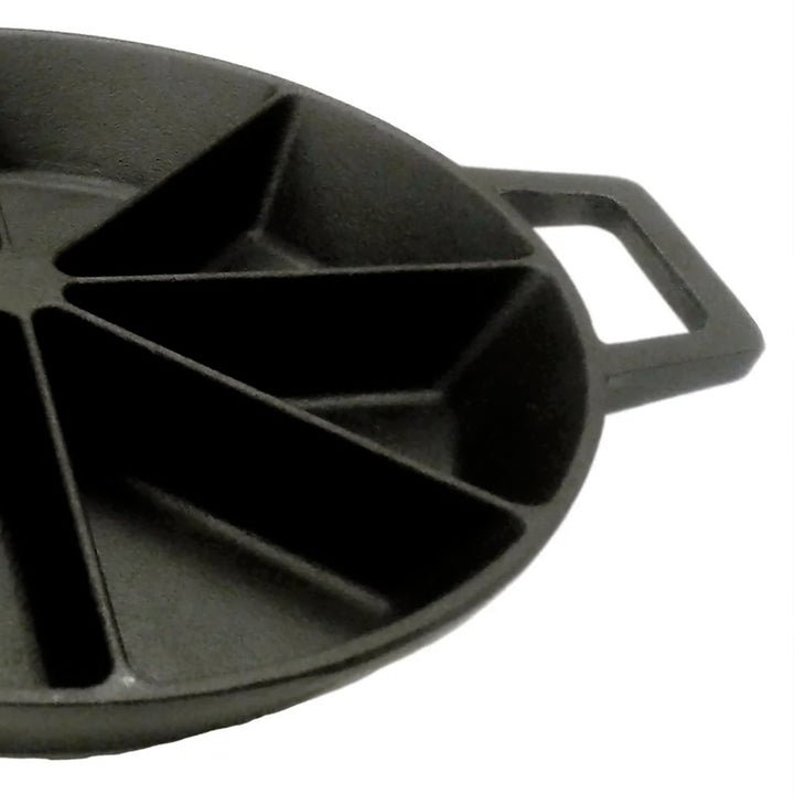 Bayou Classic 10" Round Cast Iron Wedge Cornbread Skillet Pan with Loop Handles - VMInnovations
