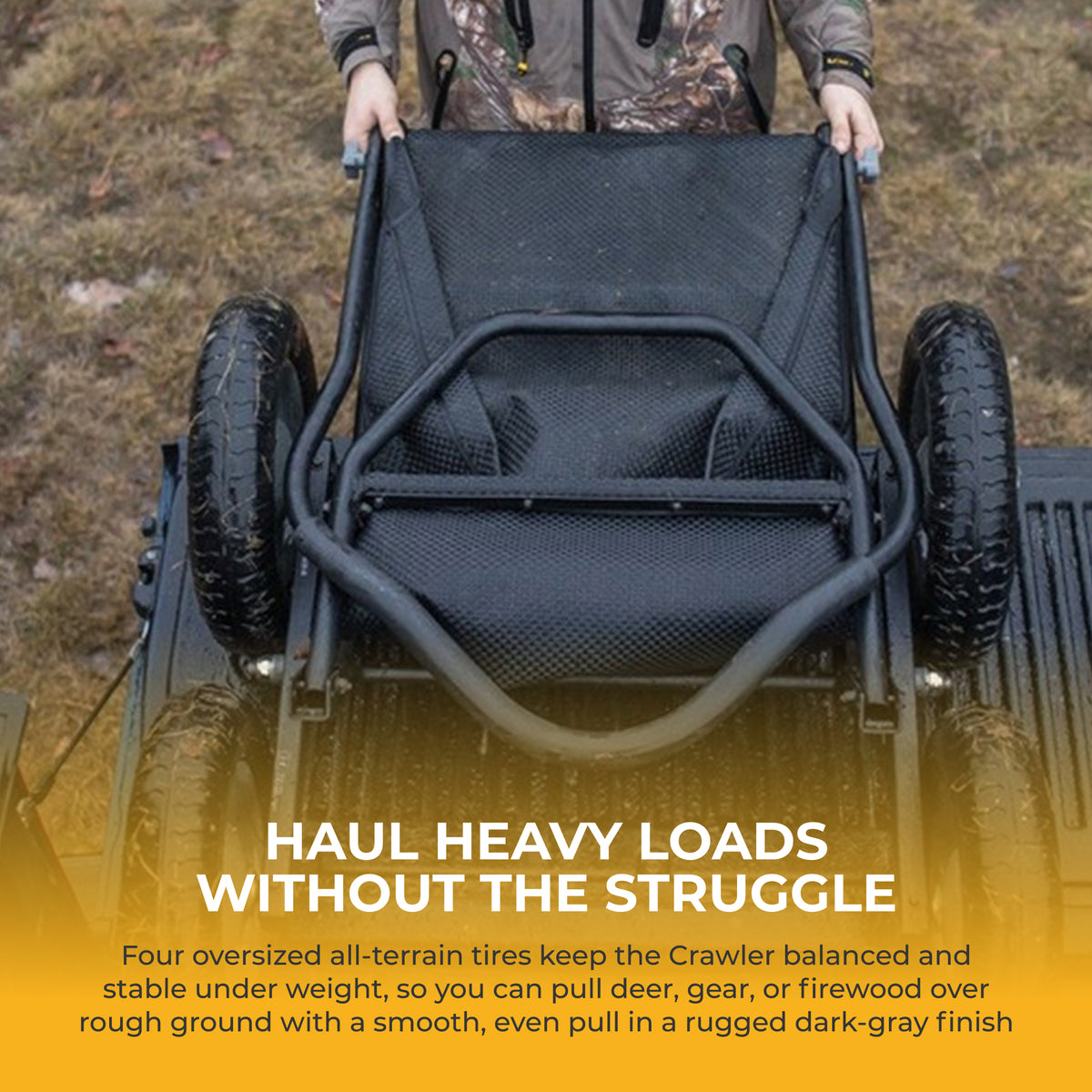 Hawk Crawler Multi-Use Folding Cart, Hunting Cart w/ 500lb Capacity, Dark Gray
