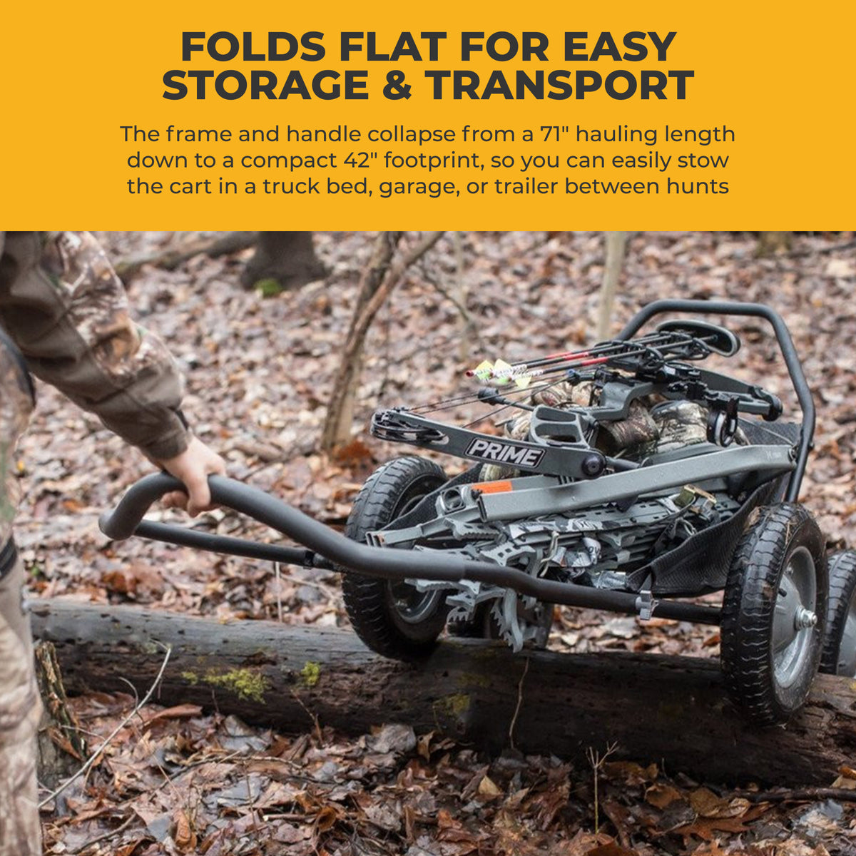 Hawk Crawler Multi-Use Folding Cart, Hunting Cart w/ 500lb Capacity, Dark Gray