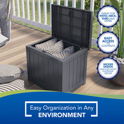 Suncast 22 Gal Outdoor Patio Small Deck Box w/Storage Seat, Cyberspace (4 Pack)
