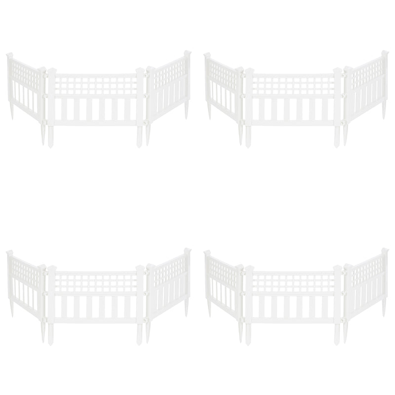 Suncast Grand View 14.5 x 24 Inch Yard Garden Border Fence Panel, White (4 Pack)