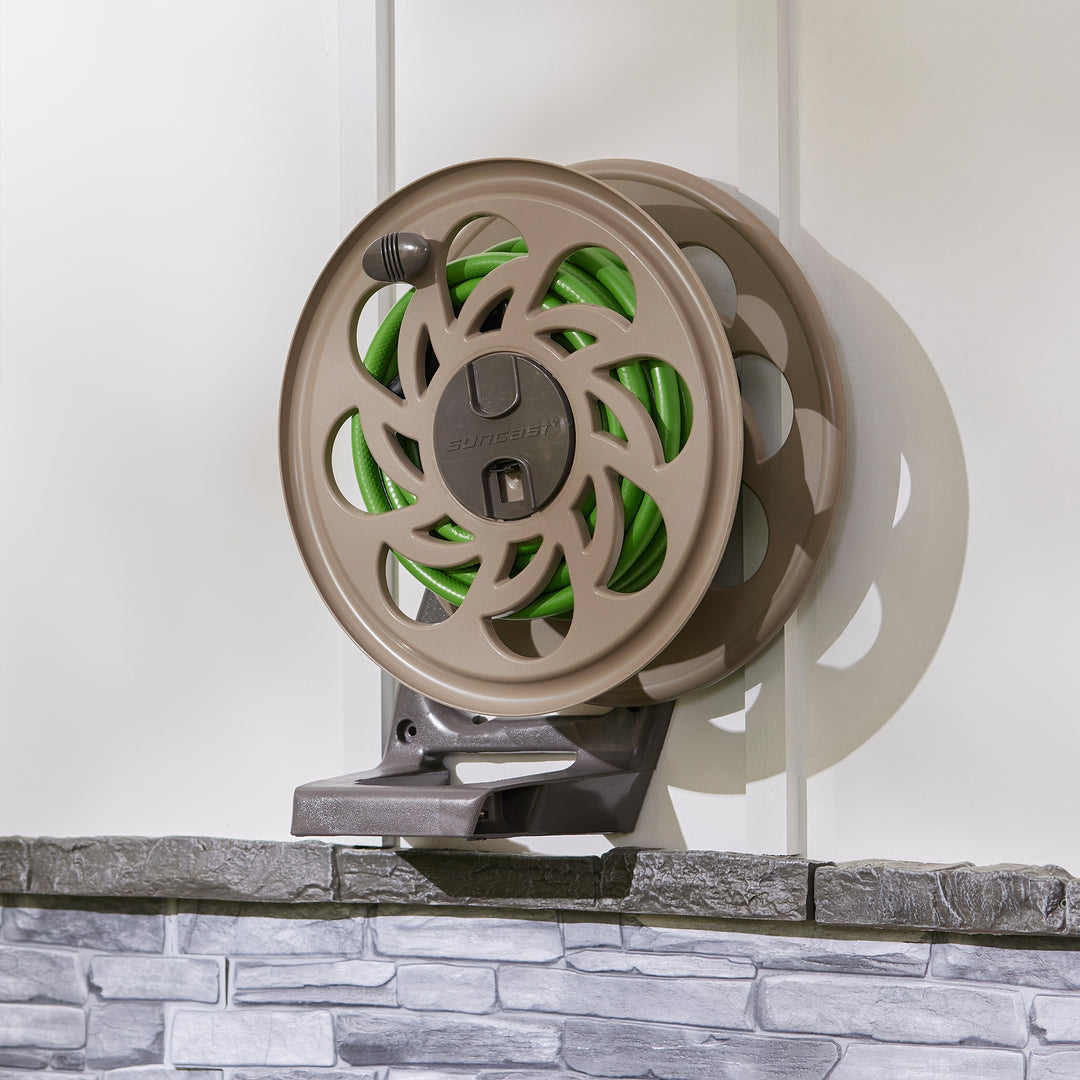Suncast 125 Foot Wall Mounted Side Tracker 5/8 Inch Garden Hose Reel, (4 Pack) - VMInnovations