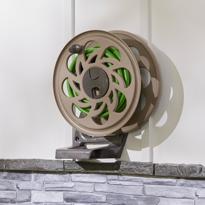 Suncast 125 Foot Wall Mounted Side Tracker 5/8 Inch Garden Hose Reel, (4 Pack) - VMInnovations