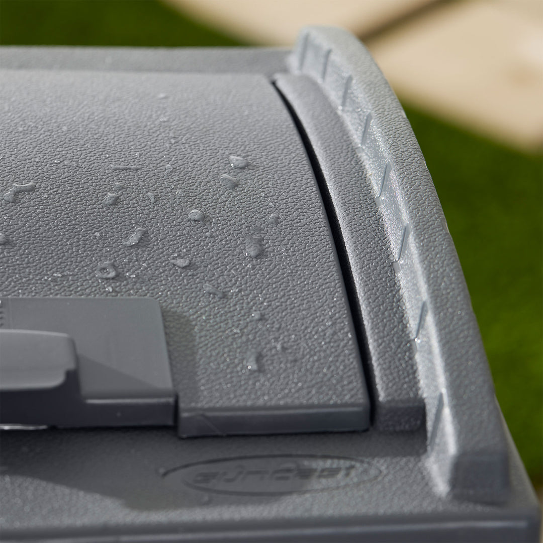 Suncast 30 Gallon Hideaway Trash Waste Bins for Outdoor, Cyberspace (2 Pack) - VMInnovations