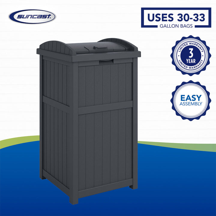 Suncast 30 Gallon Hideaway Trash Waste Bins for Outdoor, Cyberspace (2 Pack) - VMInnovations