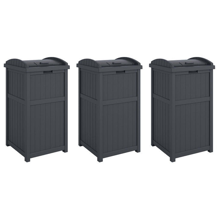 Suncast 30 Gallon Hideaway Trash Waste Bins for Outdoor, Cyberspace (3 Pack) - VMInnovations