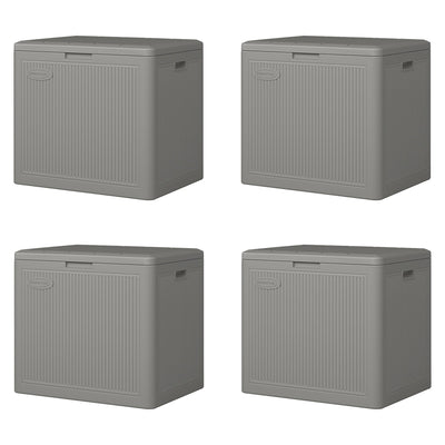 Suncast 22 Gallon Indoor Outdoor Small Patio Deck Storage Box, Stoney (4 Pack)