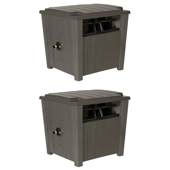 Suncast Farmington Hideaway Garden Hose Storage Pot Container, Stoney (2 Pack) - VMInnovations