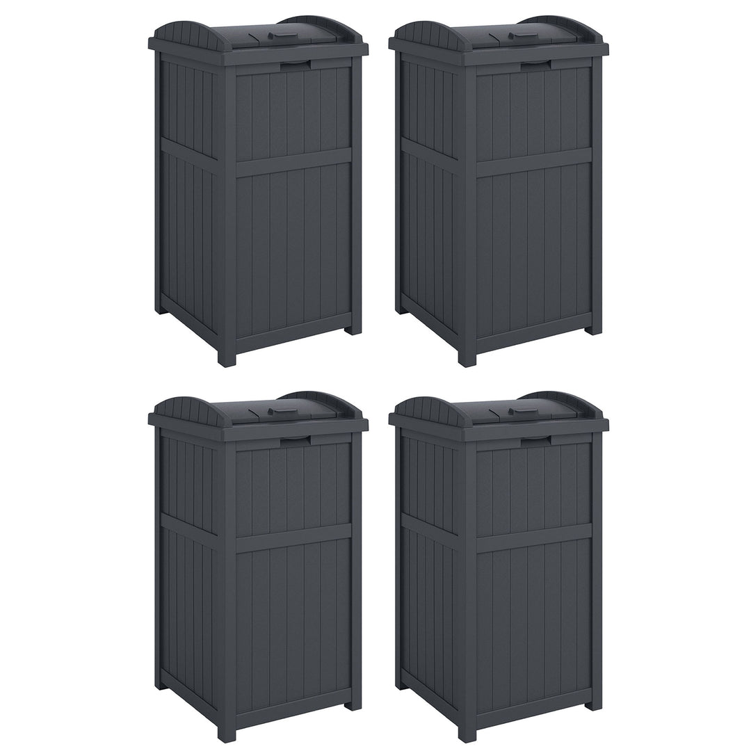 Suncast 30 Gallon Hideaway Trash Waste Bins for Outdoor, Cyberspace (4 Pack) - VMInnovations