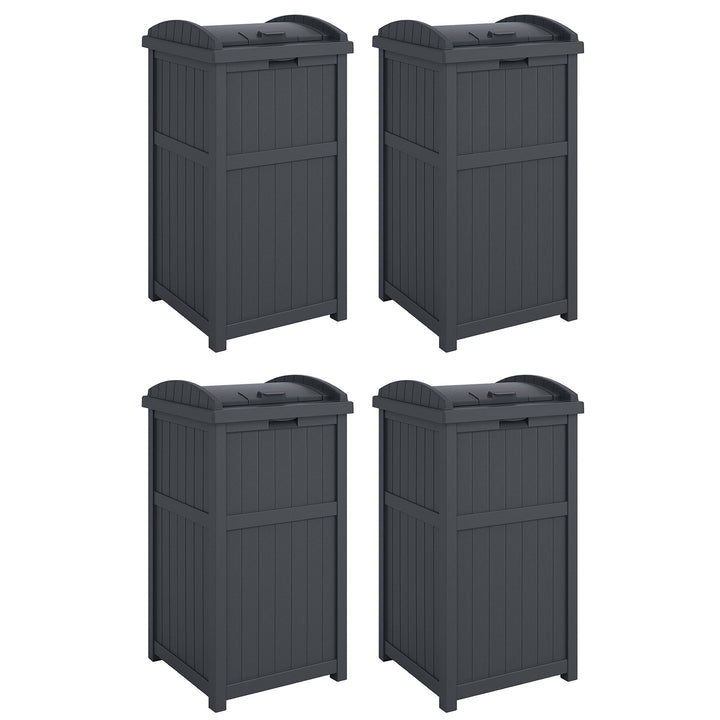 Suncast 30 Gallon Hideaway Trash Waste Bins for Outdoor, Cyberspace (4 Pack) - VMInnovations