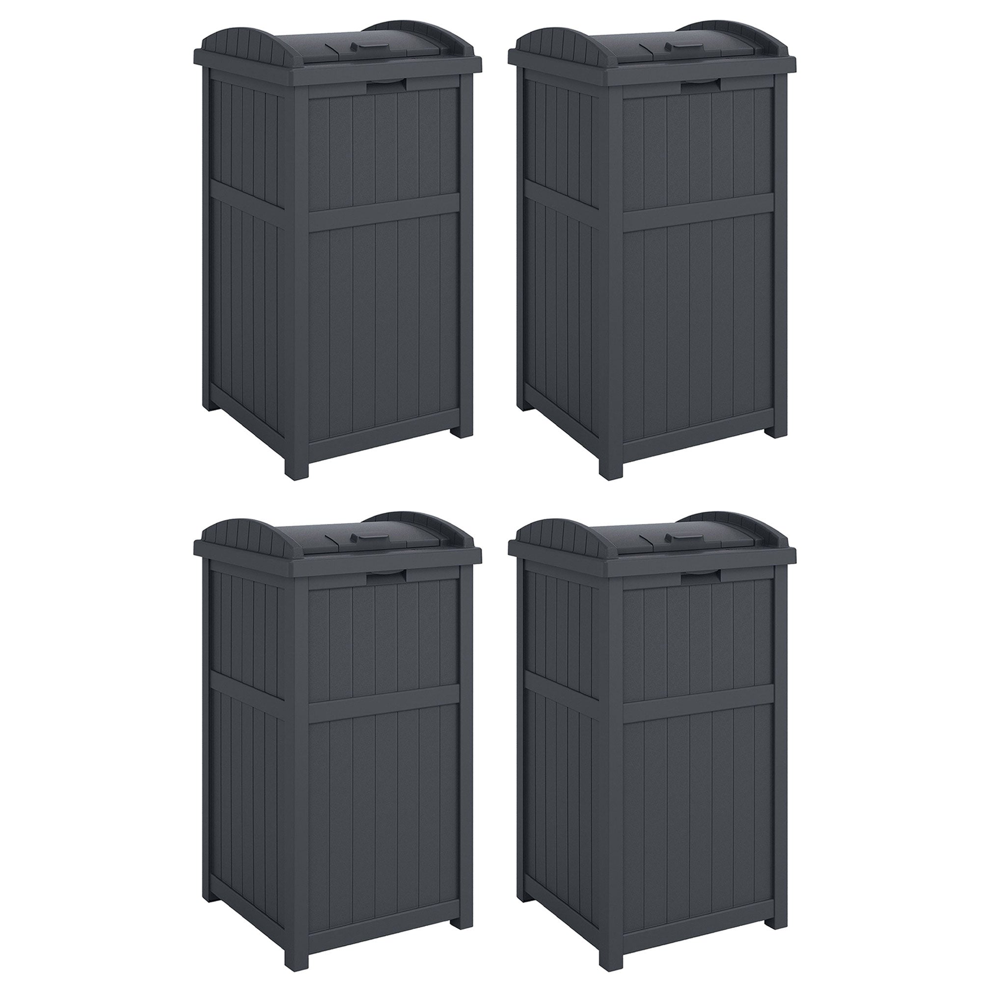 Suncast 30 Gallon Hideaway Trash Waste Bins for Outdoor, Cyberspace (4 Pack) - VMInnovations