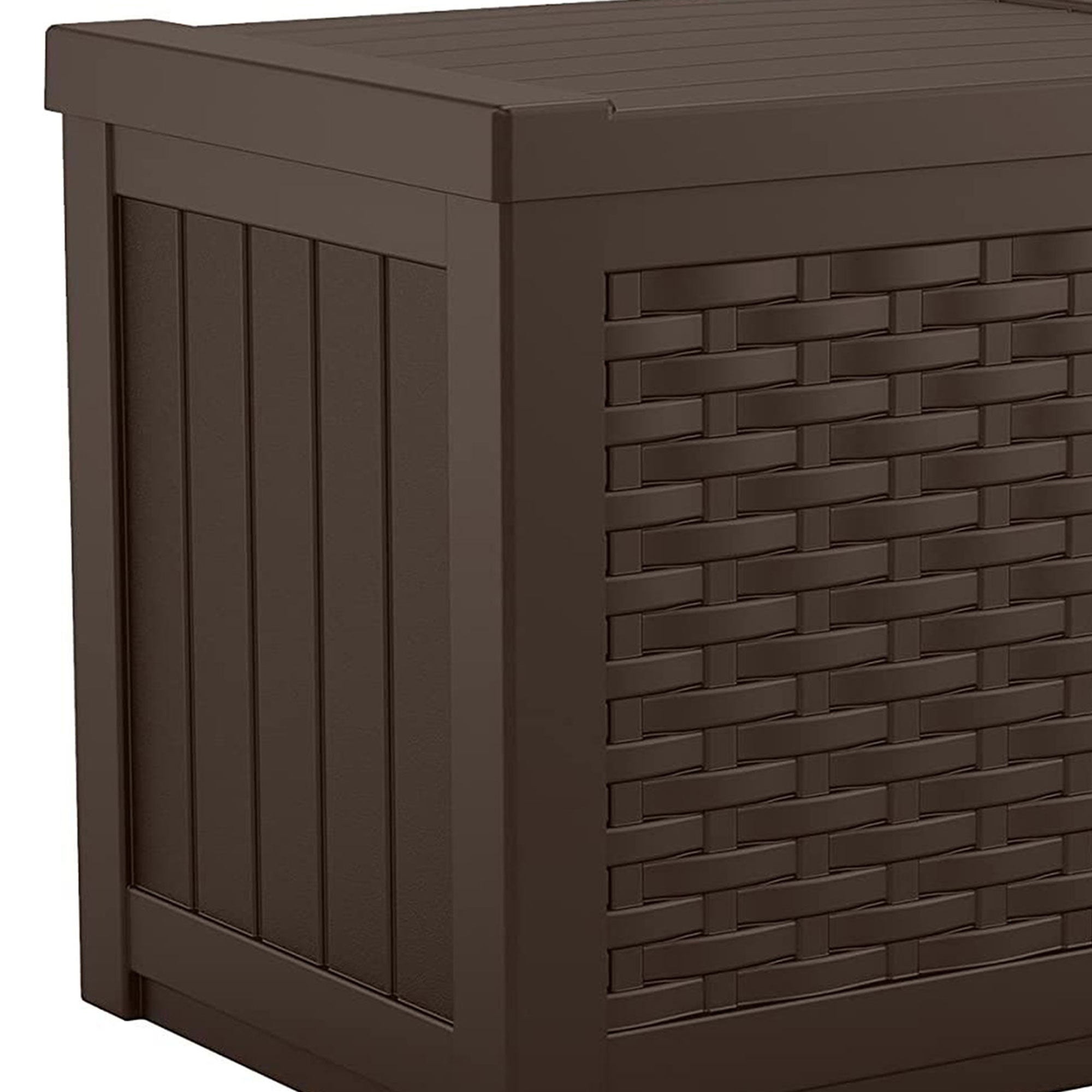 Suncast 22 Gallon Outdoor Patio Small Deck Box with Storage Seat, Java (3 Pack) - VMInnovations