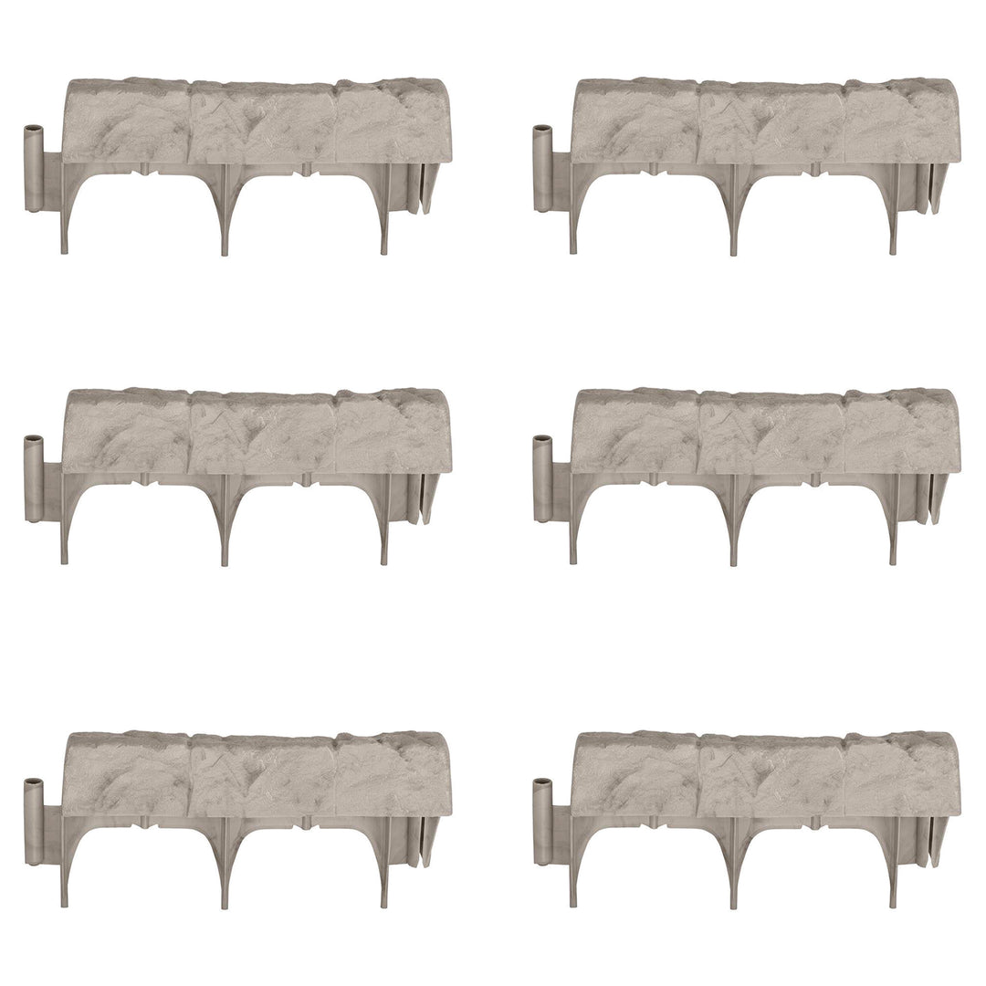 Suncast 12 Inch Landscape Design Border Decorative Natural Stone Edging (6 Pack) - VMInnovations