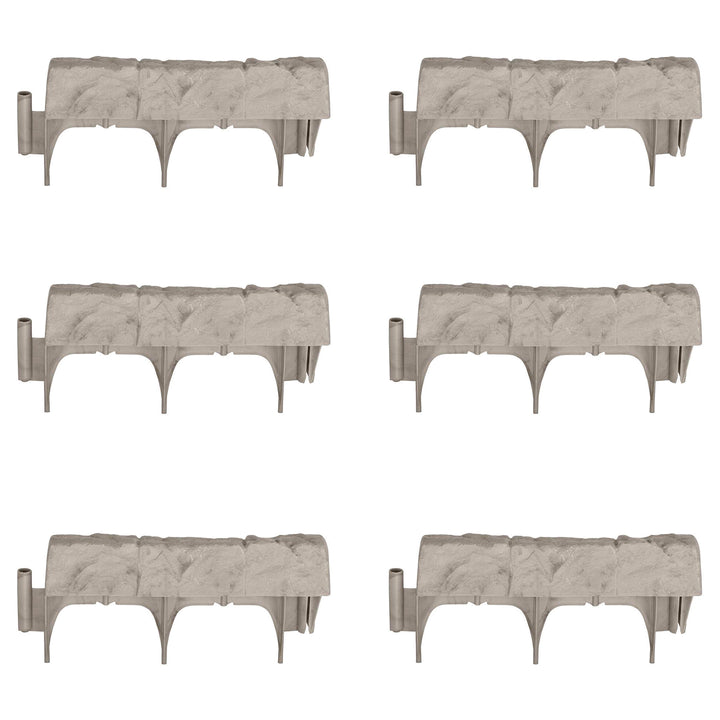 Suncast 12 Inch Landscape Design Border Decorative Natural Stone Edging (6 Pack) - VMInnovations