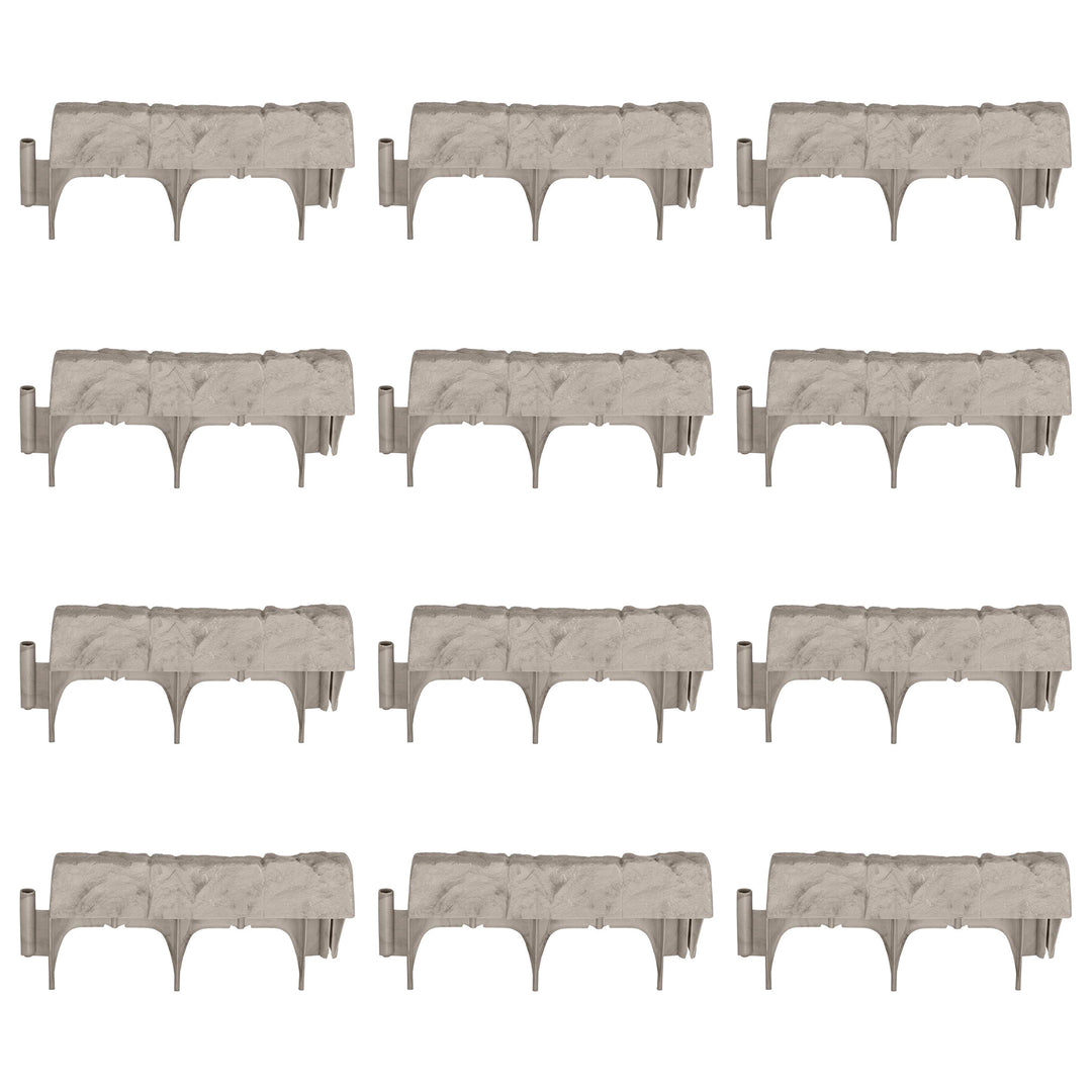 Suncast 12 Inch Landscape Design Decorative Natural Stone Edging, Gray (12 Pack) - VMInnovations