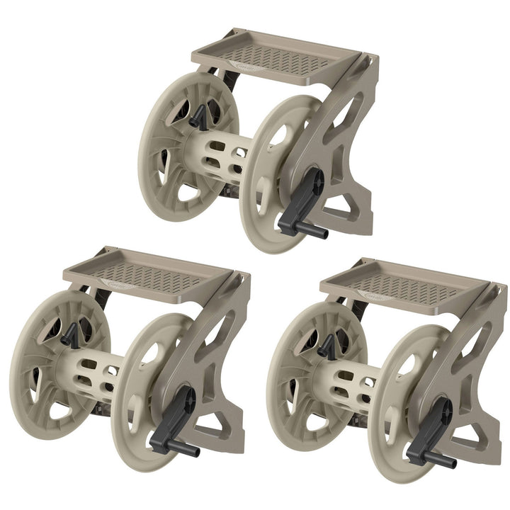 Suncast Handler 200 Foot Plastic Wall Mounted Outdoor Garden Hose Reel (3 Pack) - VMInnovations