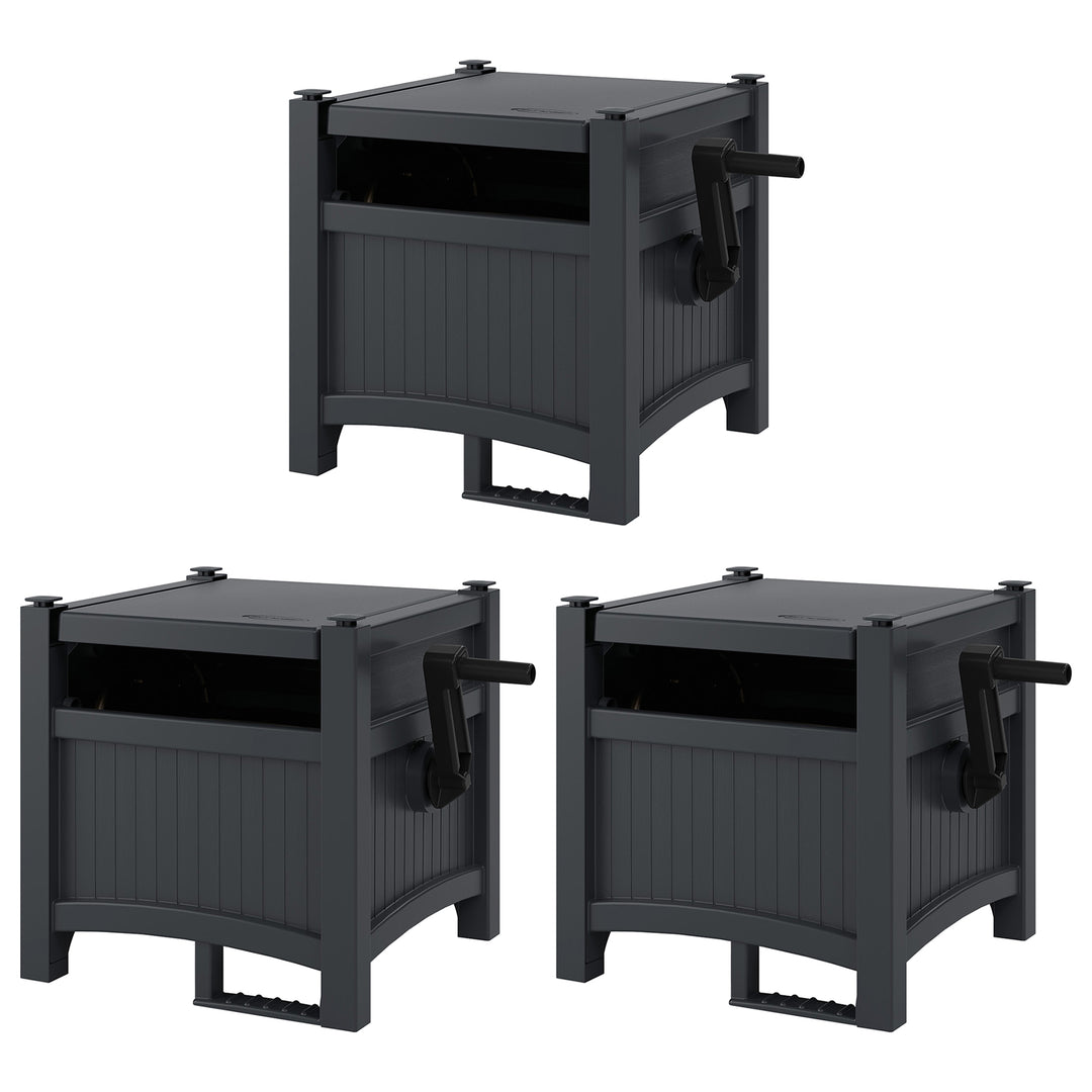 Suncast Hideaway 100 Ft Garden Hose Reel for 5/8 Inch Hoses, Cyberspace (3 Pack) - VMInnovations