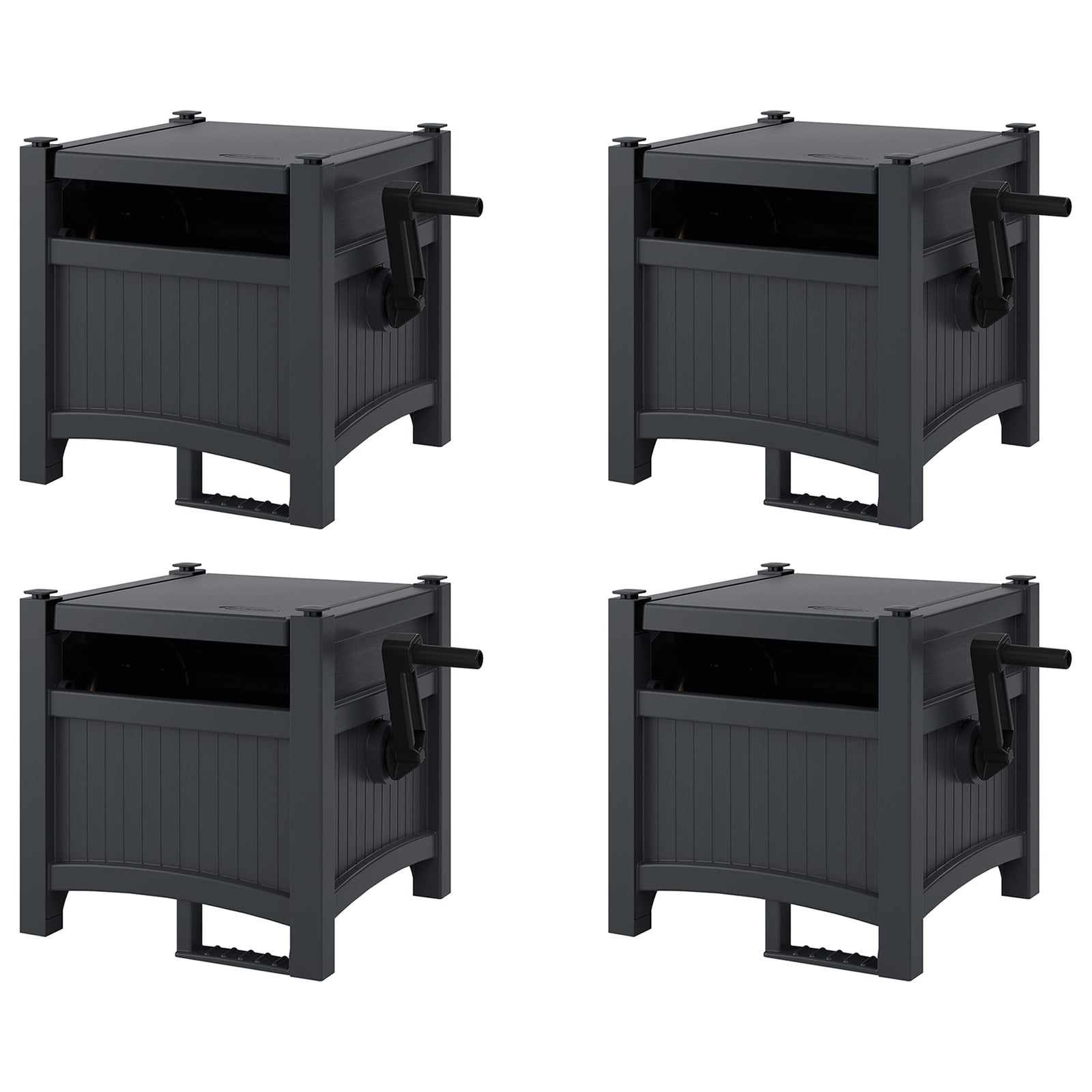 Suncast Hideaway 100 Ft Garden Hose Reel for 5/8 Inch Hoses, Cyberspace (4 Pack) - VMInnovations