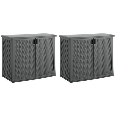 Suncast Lockable Outdoor Cabinet Deck Storage Box w/ Adjustable Shelf (2 Pack)
