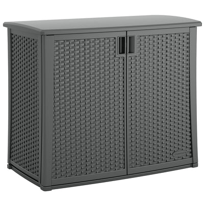 Suncast Lockable Outdoor Cabinet Deck Storage Box w/ Adjustable Shelf (2 Pack)