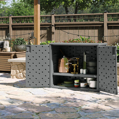 Suncast Lockable Outdoor Cabinet Deck Storage Box w/ Adjustable Shelf (3 Pack)