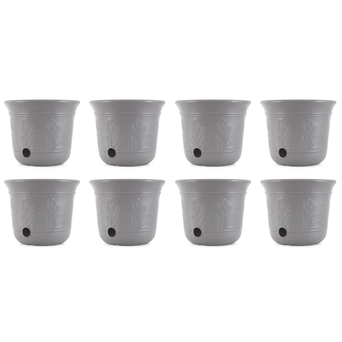 Suncast 300 Foot Heavy Duty 5 Gallon Decorative Garden Hose Pot, Gray (8 Pack)