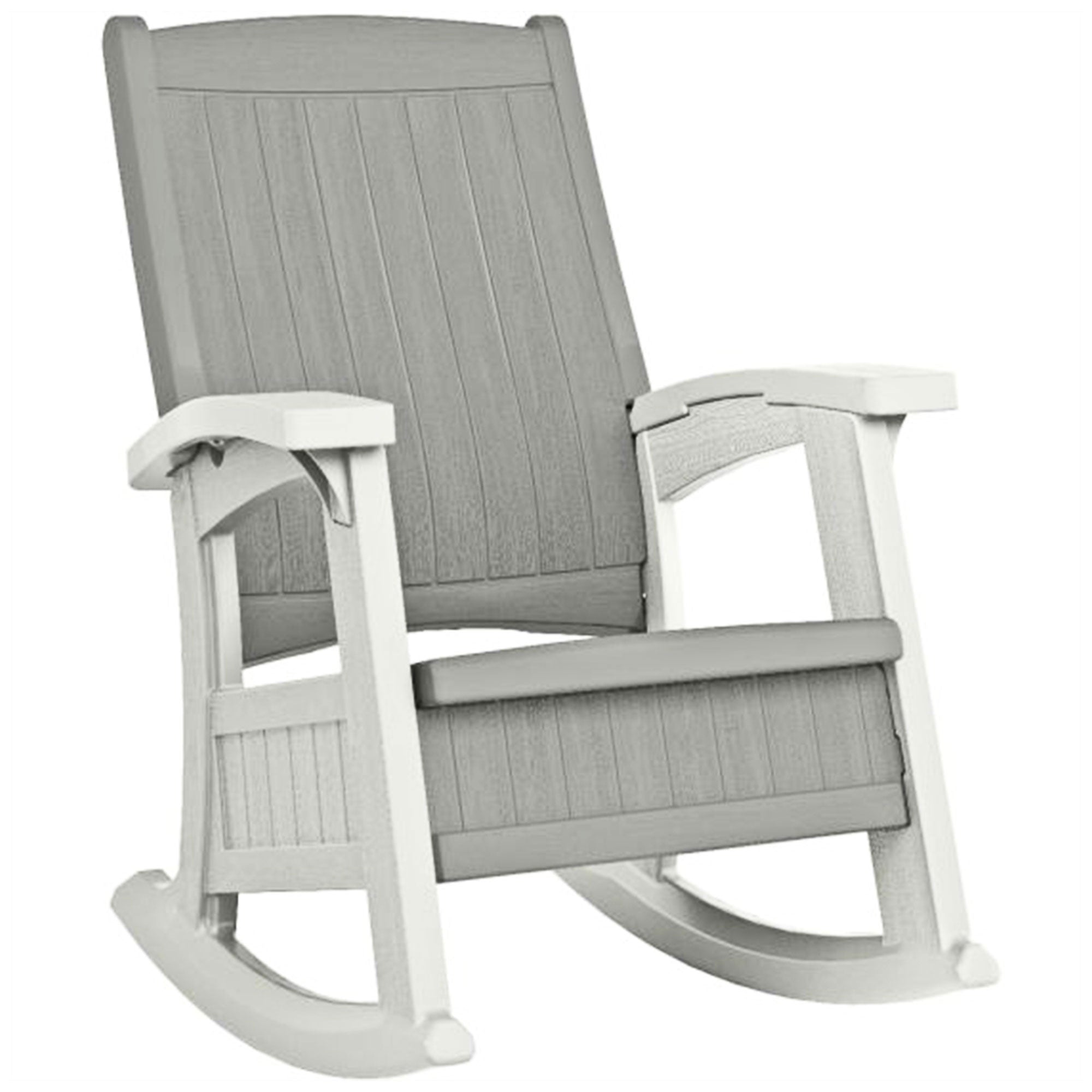 Suncast Outdoor Portable Patio Rocking Chair w/ Seat Storage, Dove Gray (3 Pack) - VMInnovations