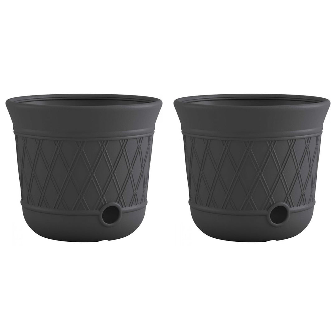 Suncast 14 x 12 Inch Decorative Hideaway Garden Hose Storage Pot, Gray (2 Pack) - VMInnovations