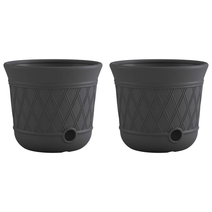 Suncast 14 x 12 Inch Decorative Hideaway Garden Hose Storage Pot, Gray (2 Pack) - VMInnovations