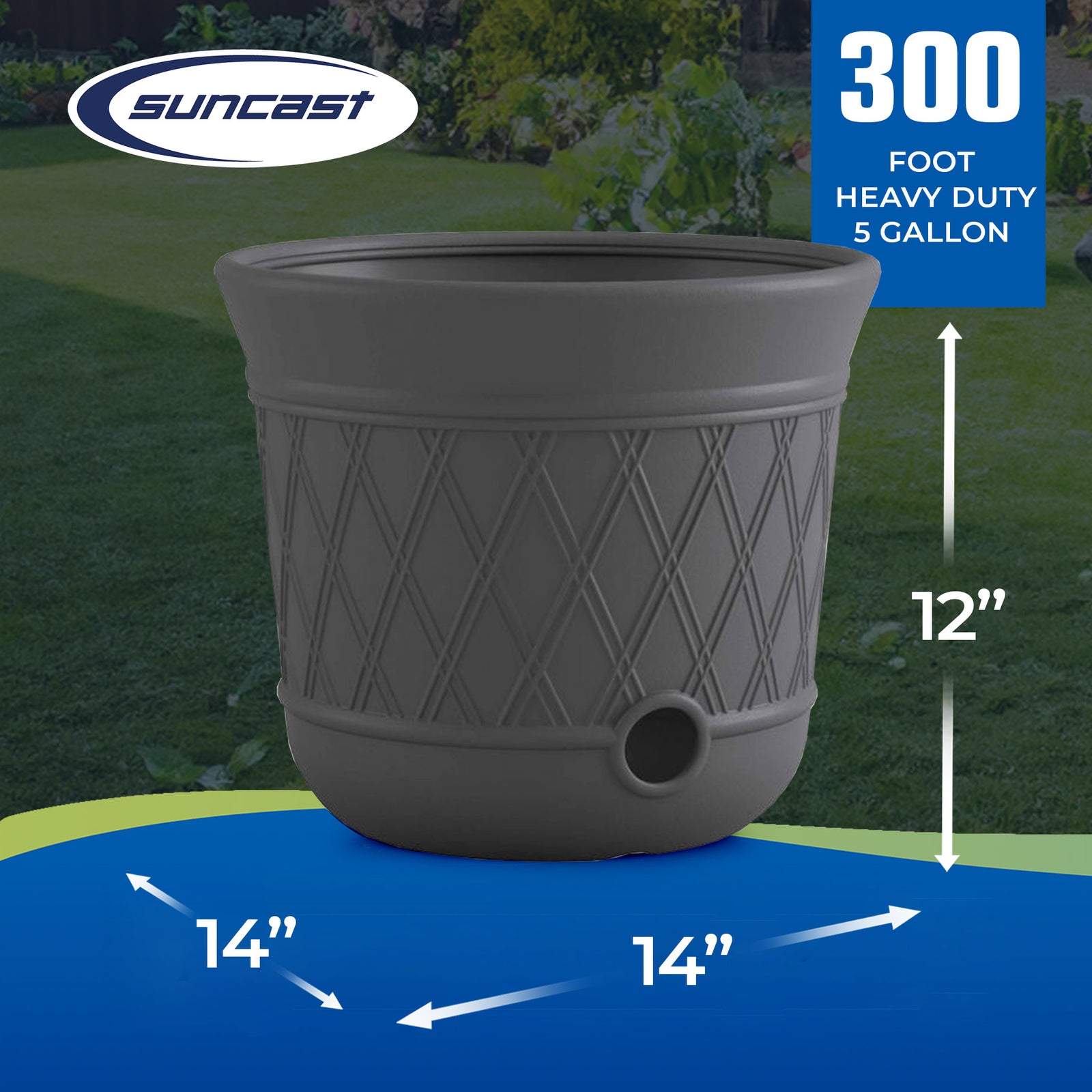 Suncast 14 x 12 Inch Decorative Hideaway Garden Hose Storage Pot, Gray (2 Pack) - VMInnovations