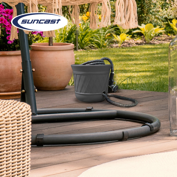 Suncast 14 x 12 Inch Decorative Hideaway Garden Hose Storage Pot, Gray (2 Pack) - VMInnovations