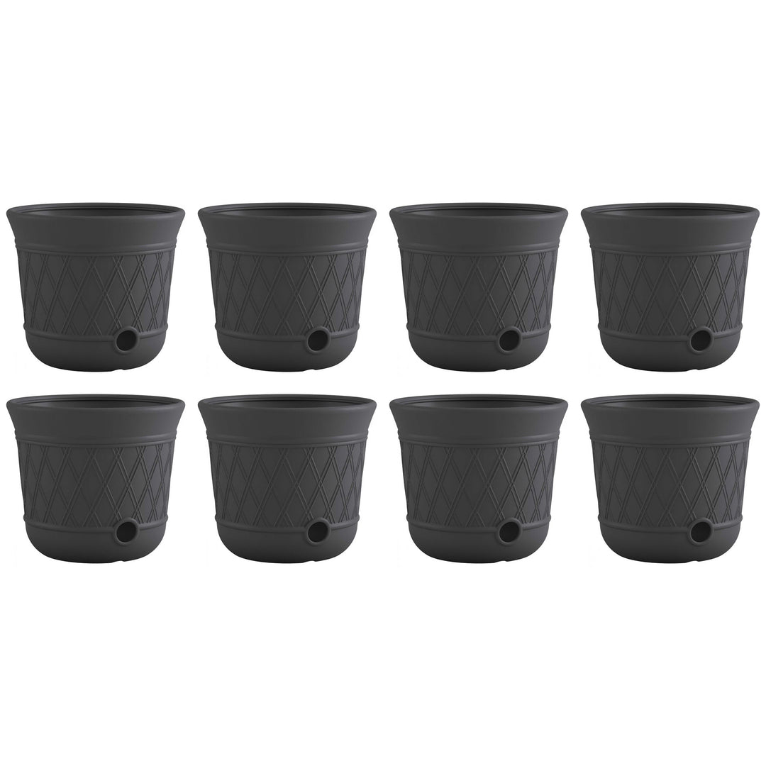 Suncast 14'' x 12" Decorative Hideaway Garden Hose Storage Pot, Gray (8 Pack) - VMInnovations