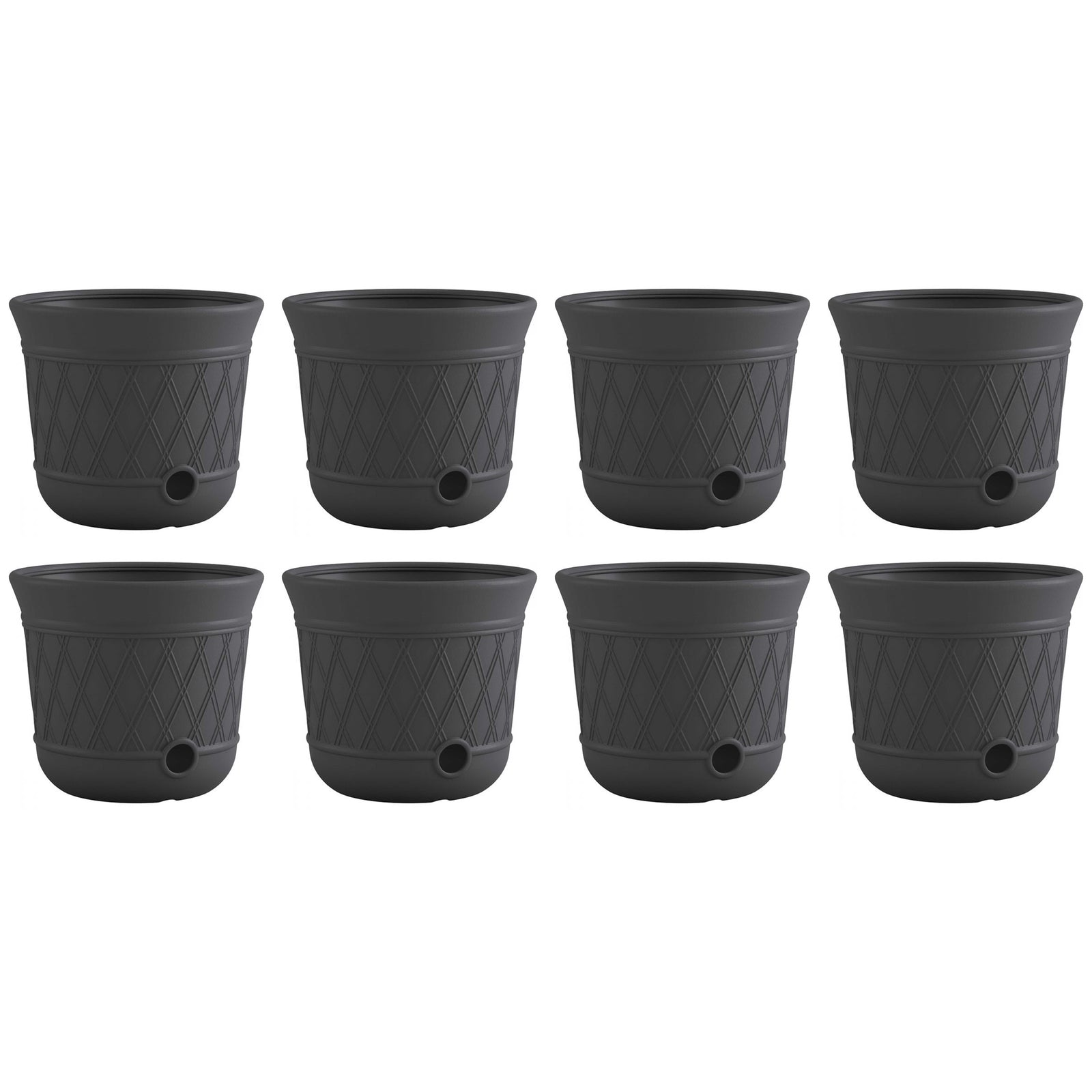 Suncast 14'' x 12" Decorative Hideaway Garden Hose Storage Pot, Gray (8 Pack) - VMInnovations