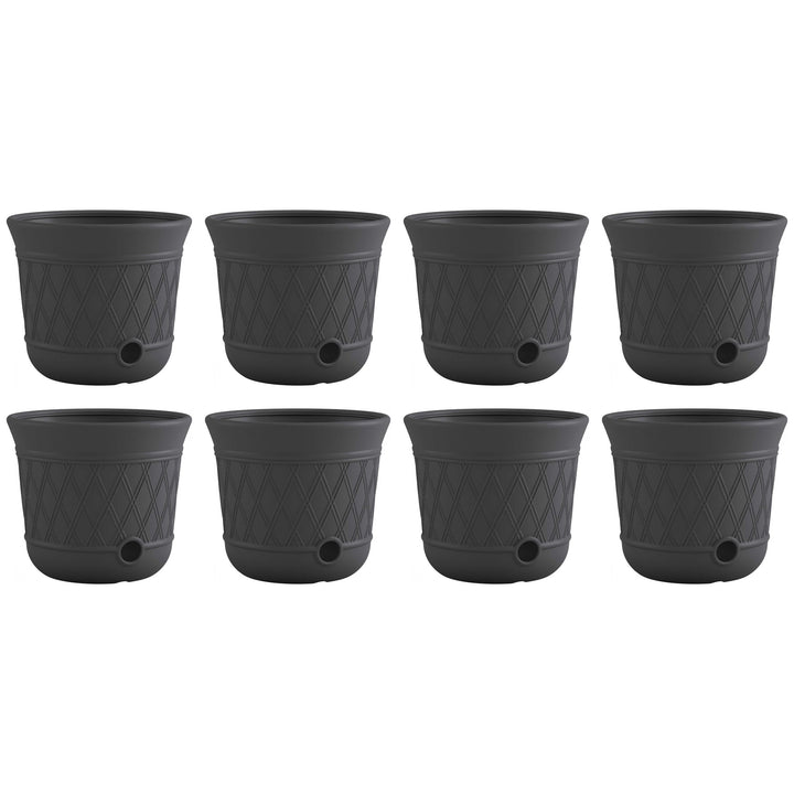 Suncast 14'' x 12" Decorative Hideaway Garden Hose Storage Pot, Gray (8 Pack) - VMInnovations